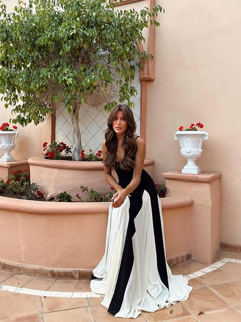 Graceful Allure: Elegant Pleated Backless Sleeveless Maxi Dress